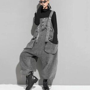 MARIGOLD SHADOWS Oversized grey denim overalls (One Size)